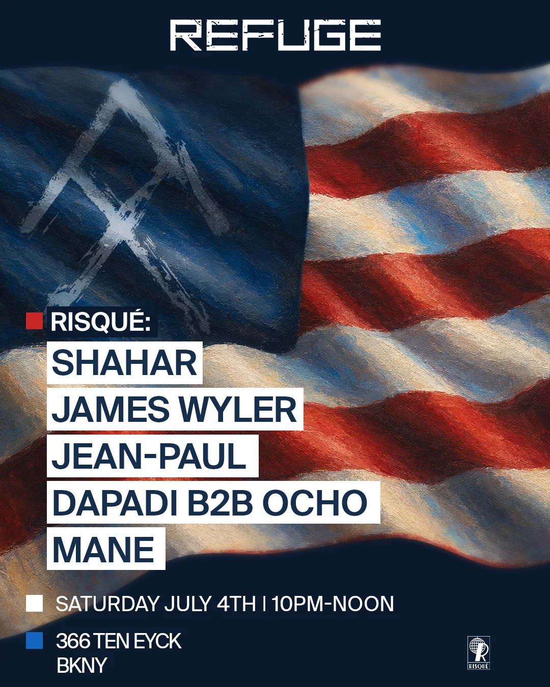 Risqué Event Flyer Design – Shahar, James Wyler & Jean-Paul | John Moore Design
